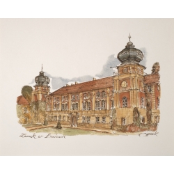 Reprint grafiki z widokiem zamku w Łańcucie